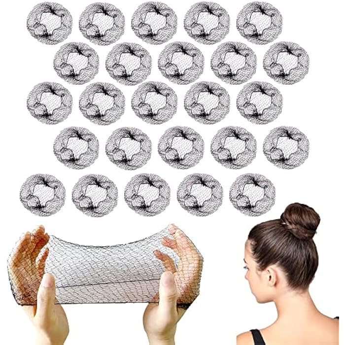 ZEVONDA 20 Pcs Invisible Hair Net - Elastic Edge Mesh Hair Bun Holder for Dance Gymnastics Women Girls Black - Image 1